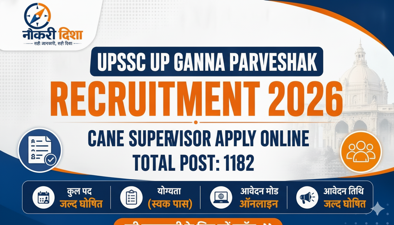 UPSSSC UP Ganna Parvekshak Cane Supervisor Recruitment 2026 Apply Online for 1182 Post