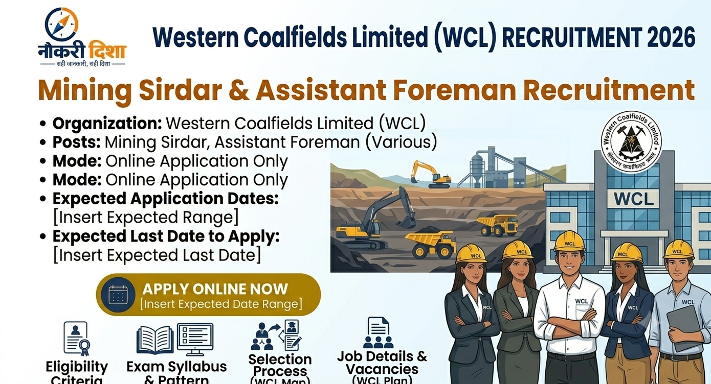 Western Coalfield Limited WCL Mining Sirdar & Assistant Foreman Recruitment 2026 Apply Online for 444 Post