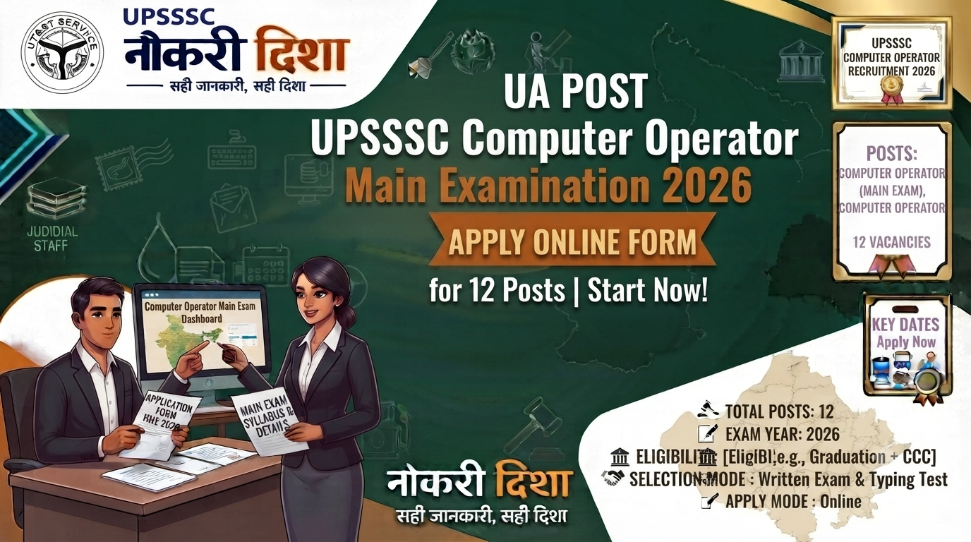 UPSSSC Computer Operator 2026, UPSSSC Recruitment 2026, UPSSSC Vacancy 2026, UPSSSC Mains Exam 2026, UPSSSC Notification 2026, UPSSSC Online Form, UP Government Jobs, Sarkari Naukri 2026